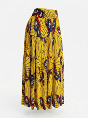 Ba&sh Yellow Pleated Printed Maxi Skirt – Size 2