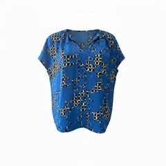 Balenciaga Abstract Print French Sleeve Blouse Blue – Size 40