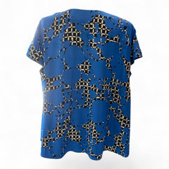 Balenciaga Abstract Print French Sleeve Blouse Blue – Size 40