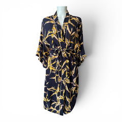 Beck Söndergaard Printed Kimono – Black & Yellow Leaf Print