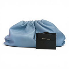 Bottega Veneta The Pouch Light Blue Gathered Leather Clutch