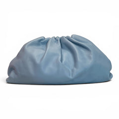 Bottega Veneta The Pouch Light Blue Gathered Leather Clutch