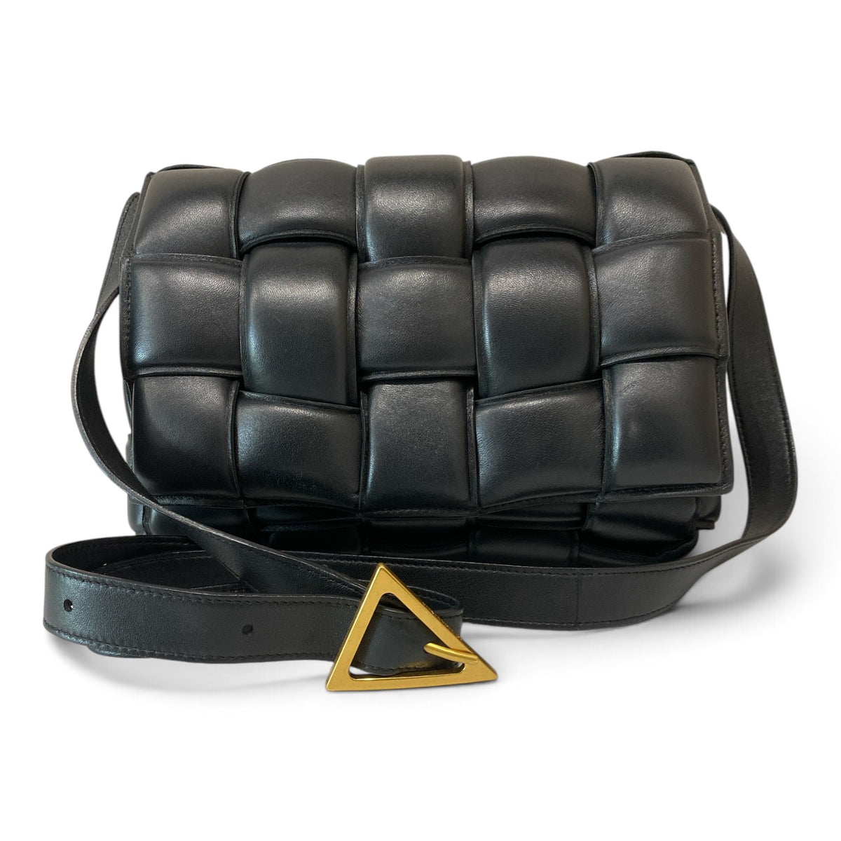 Bottega Veneta Padded Cassette Intrecciato Leather Shoulder Bag Black