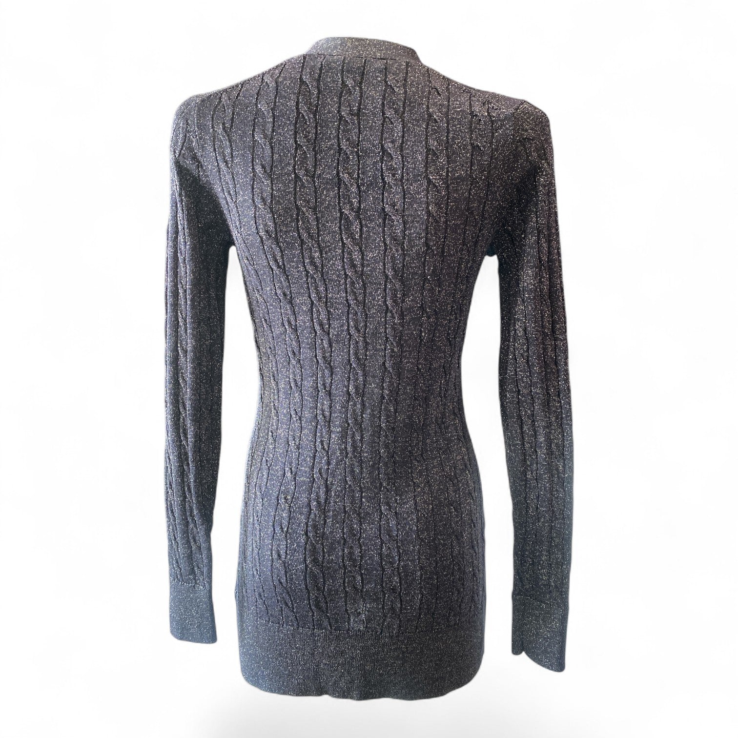 Brooks Brothers Sparkly Navy Cable-Knit Cardigan – Size XS