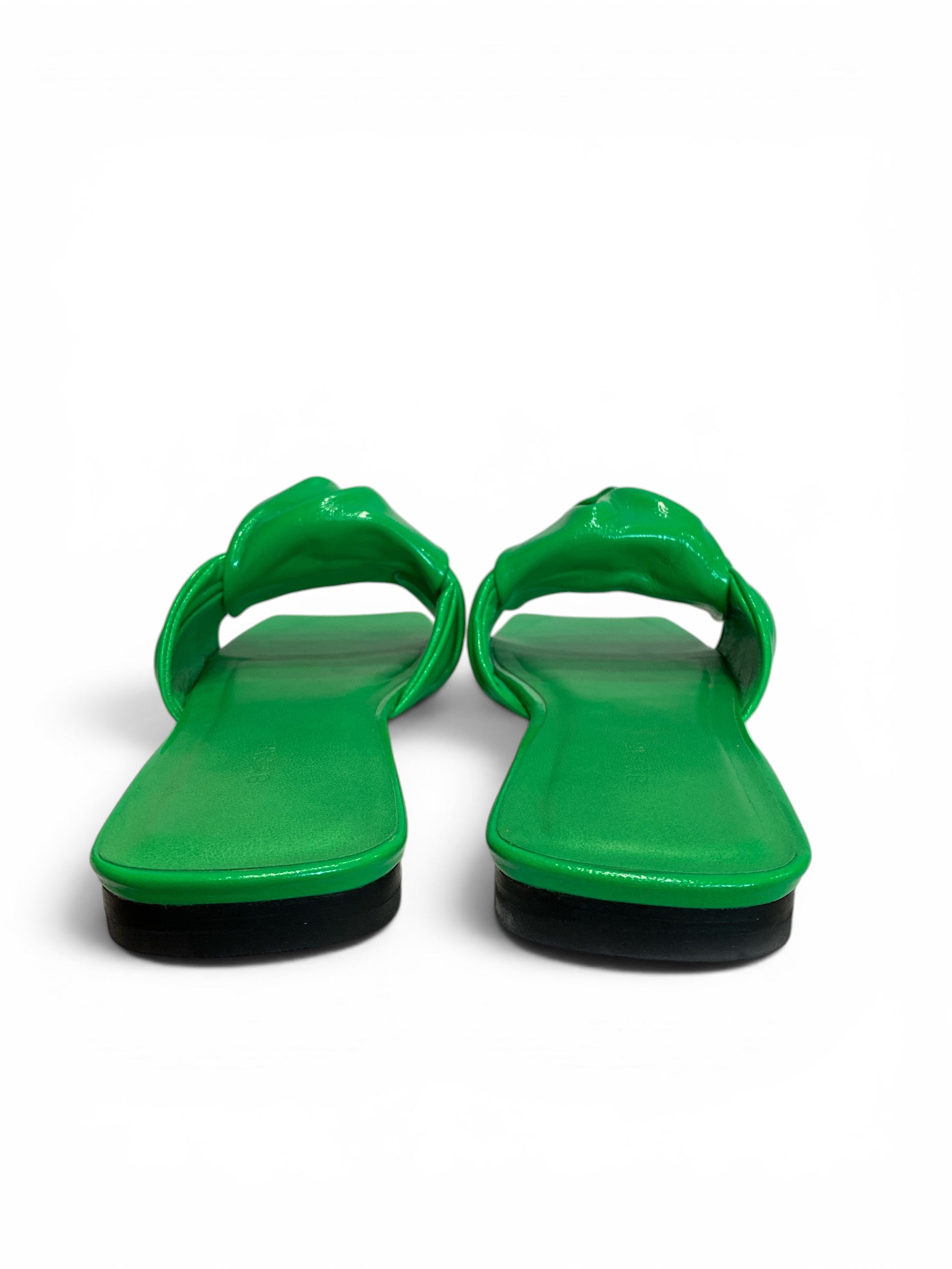 By Far Lima Knotted Leather Sandals – Green – Size 40