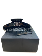 Chanel Crystal CC Resin Hair Clip – Black - With Box and Dust Bag