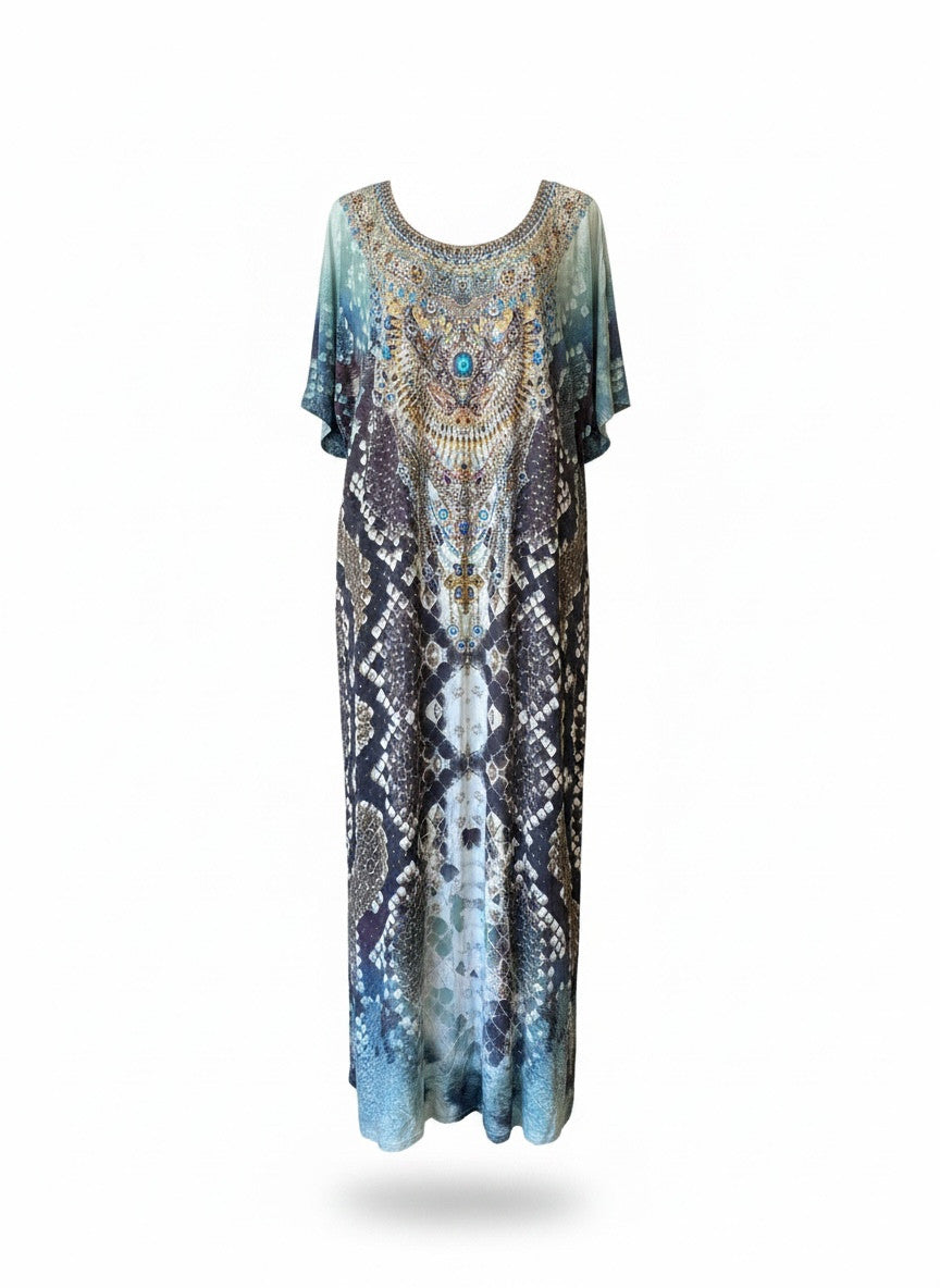 Camilla Prey Crystal Embellished Kaftan – Zenwear Lounge Collection - One Size