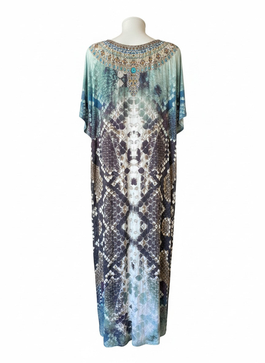 Camilla Prey Crystal Embellished Kaftan – Zenwear Lounge Collection - One Size