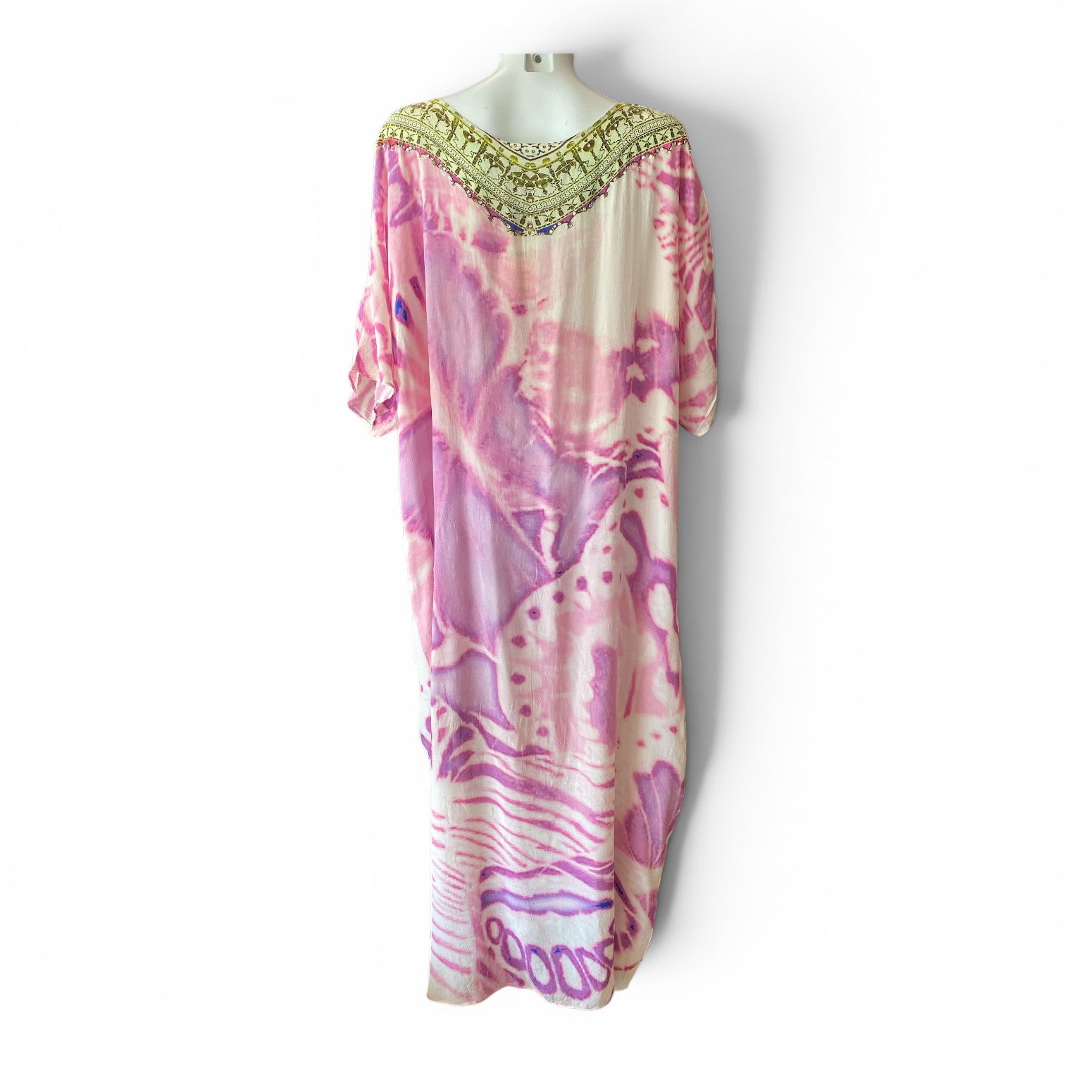 Camilla Embellished Silk Kaftan – Pink & Purple