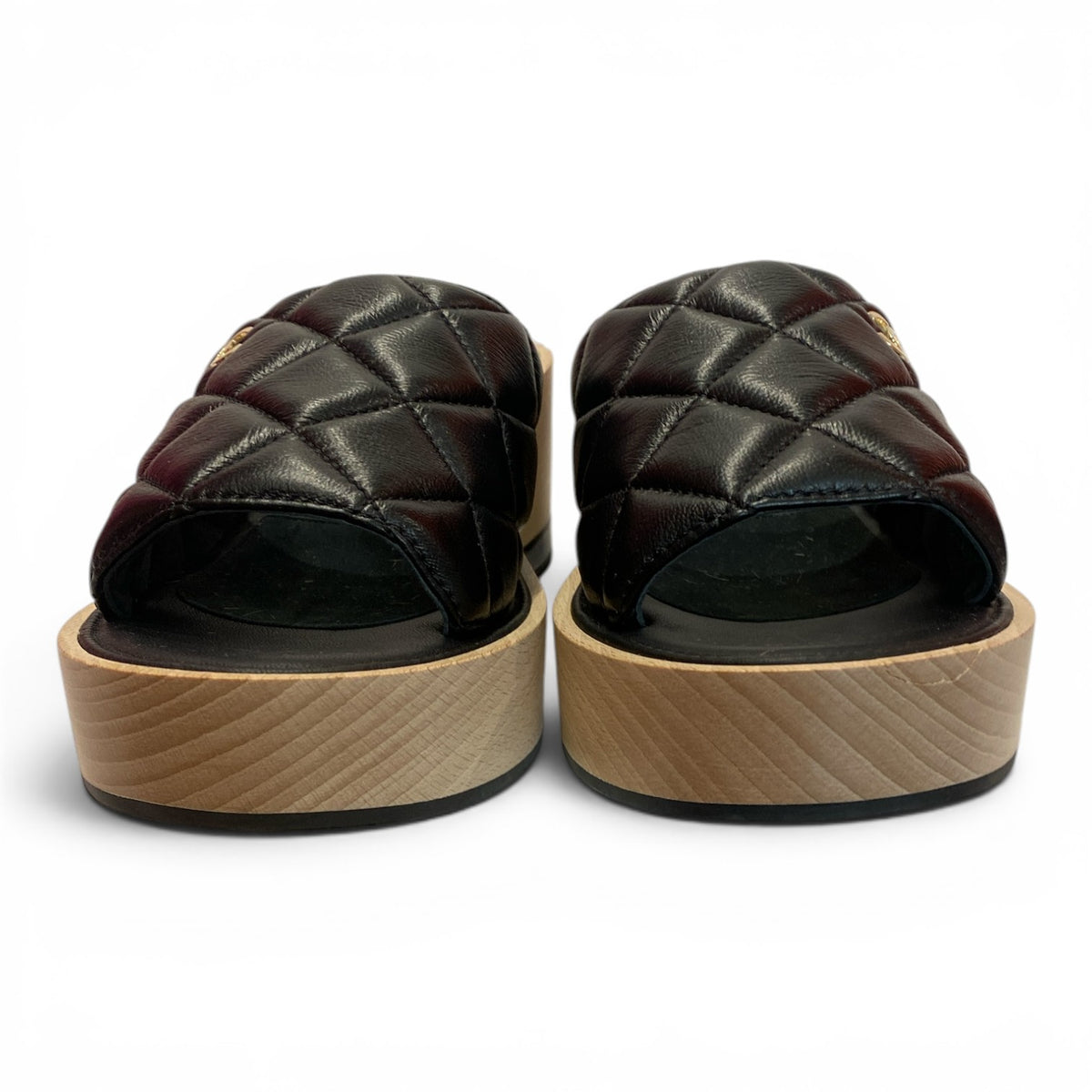 Chanel Lambskin Quilted CC Wedge Sandals – Size 39