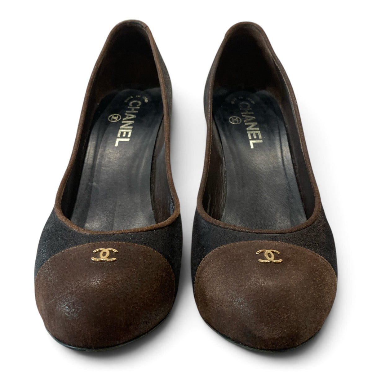 Chanel Black & Brown Cap-Toe Pumps – Size 39