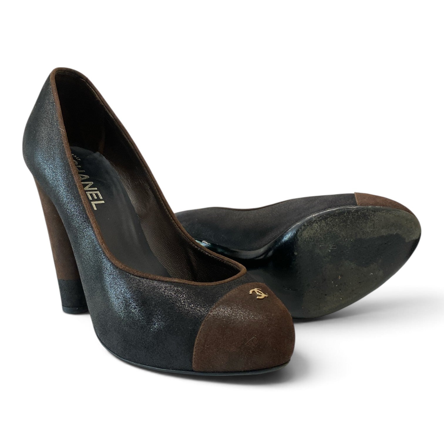 Chanel Black & Brown Cap-Toe Pumps – Size 39
