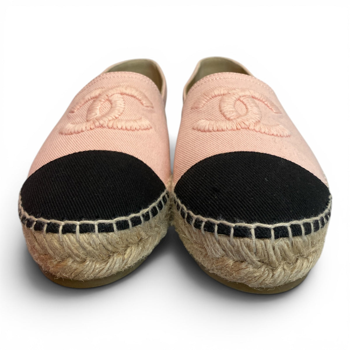 Chanel Pink Denim CC Espadrilles – Size 38
