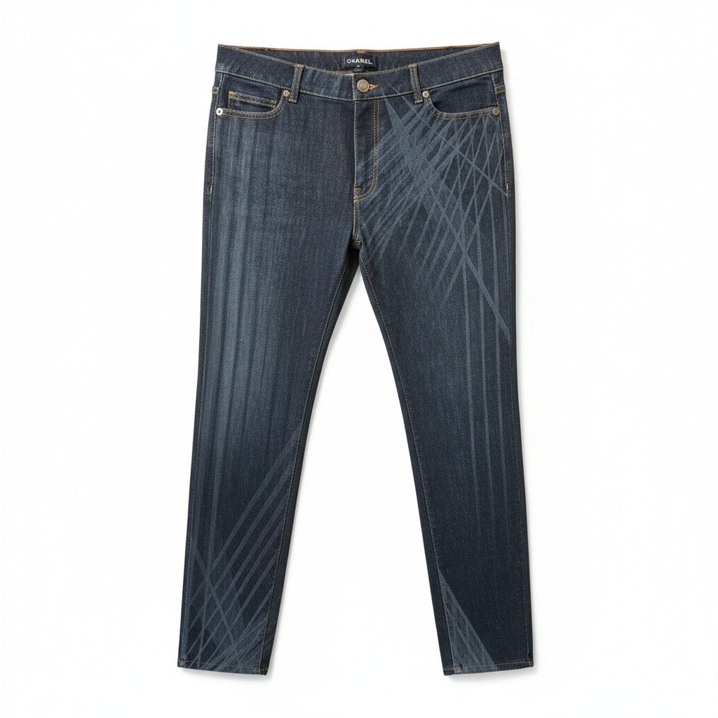 Chanel Dark Blue Graphic Denim Jeans – Size 42