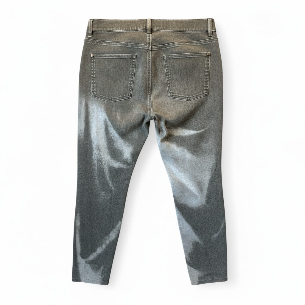 Chanel Metallic-Coated Jeans – Grey – Size 40