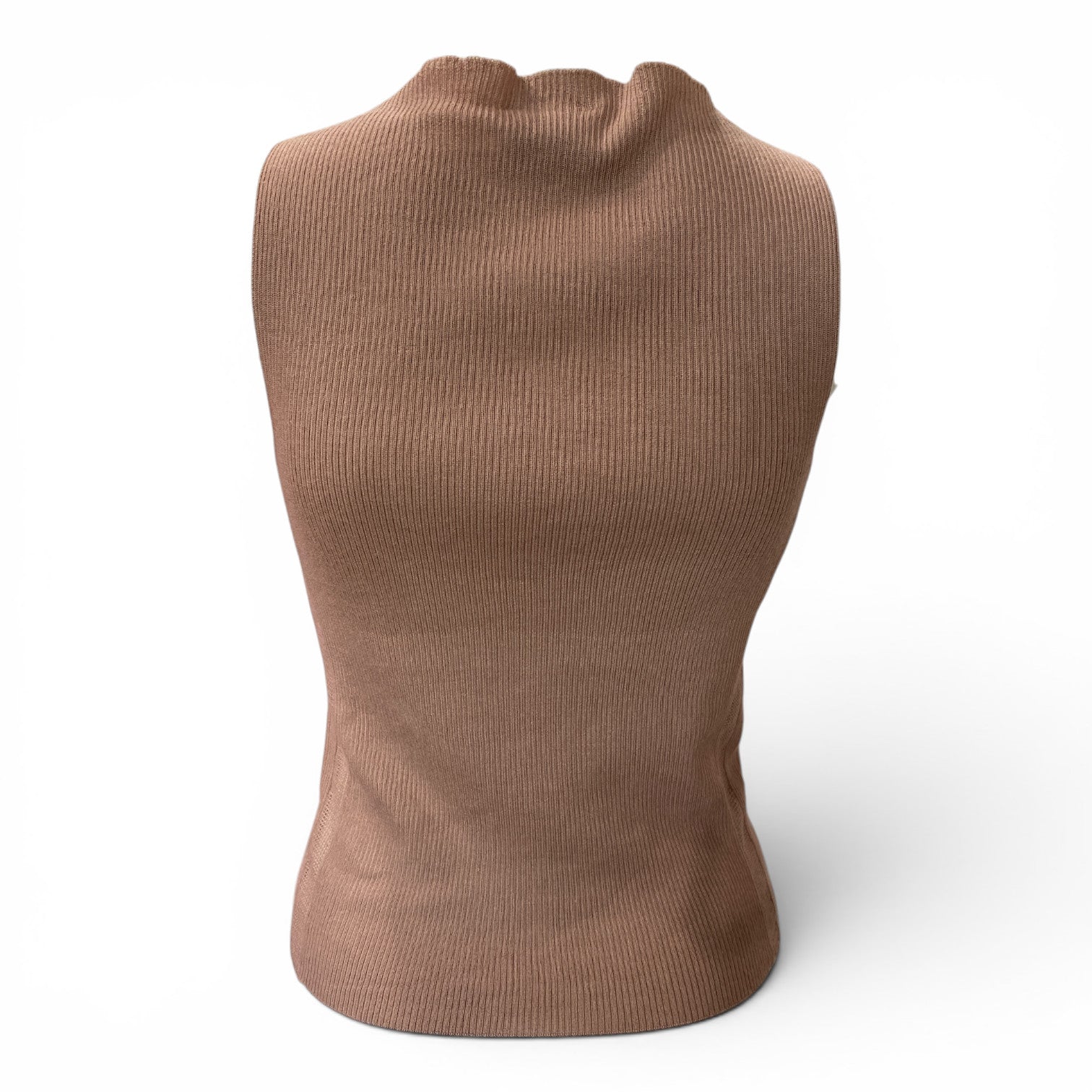 Chanel Pink Ribbed Knit Sleeveless Top with CC Logo