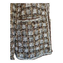 Chanel Tweed Jacket – Brown, Beige & Silver – Size 42
