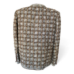 Chanel Tweed Jacket – Brown, Beige & Silver – Size 42