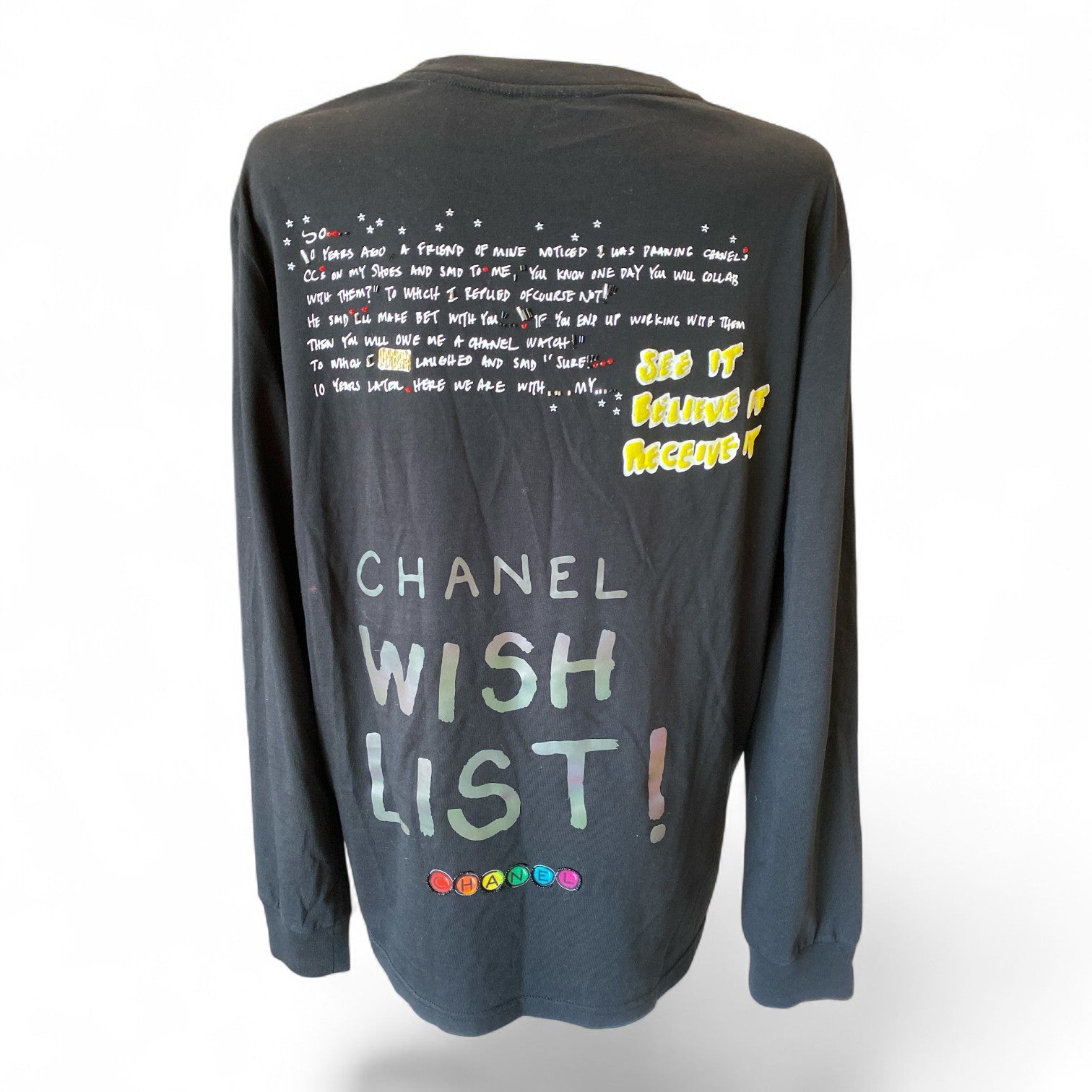 Chanel x Pharrell Capsule Collection Embroidered Long-Sleeve Top – Black – Size Large