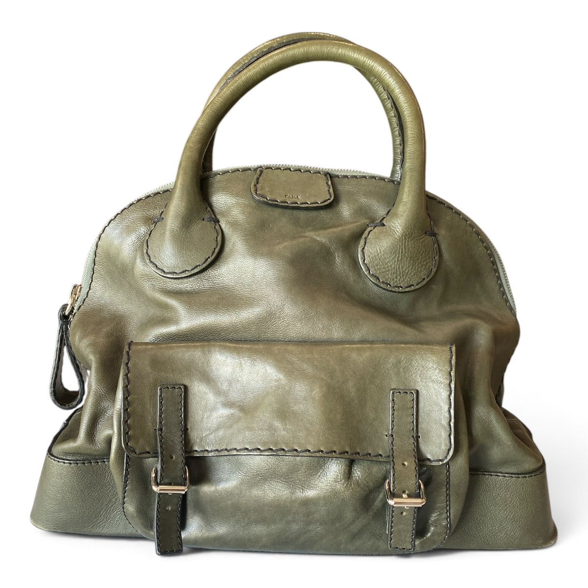 Chloé Vintage Edith Large Leather Bowler Satchel – Dark Green