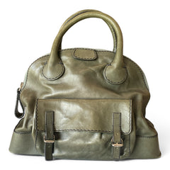 Chloé Vintage Edith Large Leather Bowler Satchel – Dark Green