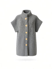 Chloé V6608 Grey Oversized Short-Sleeve Wool Coat – Size Small