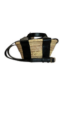Chloé Raffia Bucket Bag Black Leather Trim Summer Designer Handbag
