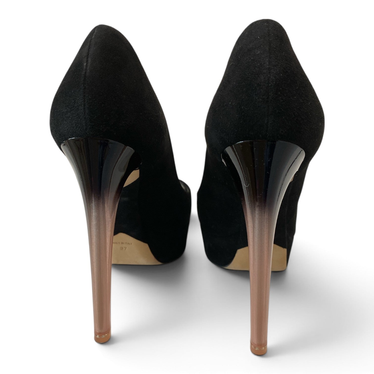 Christian Dior Black Suede Peep-Toe Platform Pumps – Size 37