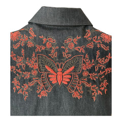 Christian Dior Embroidered Sleeveless Denim Jacket & Pants Set – Black & Coral – USA Size 14