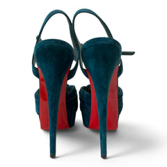 Christian Louboutin Ionescadiva 150 Knotted Suede Platform Sandals – Emerald Green – Size 38