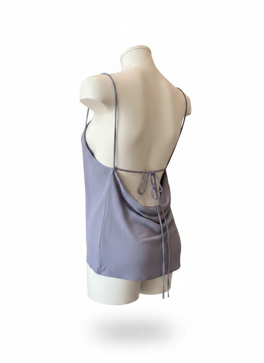 Christopher Esber Draped Asymmetric Silk Top Grey – Size 38
