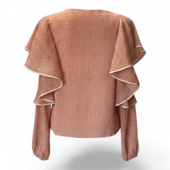 Club Monaco Ruffle Sleeve Textured Blouse – Size Small