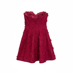 Costarellos Fuchsia Strapless Floral Lace Mini Dress Structured Bodice - Size 40