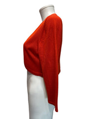 Oscar de la Renta Cropped Cardigan Set Luxury Silk Knit Multicolor Collection - Orange Cardigan