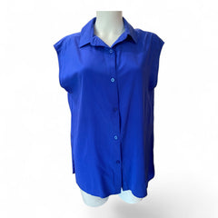 DKNY Blue Silk Sleeveless Blouse – Size M