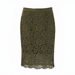 Conjunto de Top y Falda de Encaje Verde Floral Transparente Diane Von Furstenberg - Talla 8