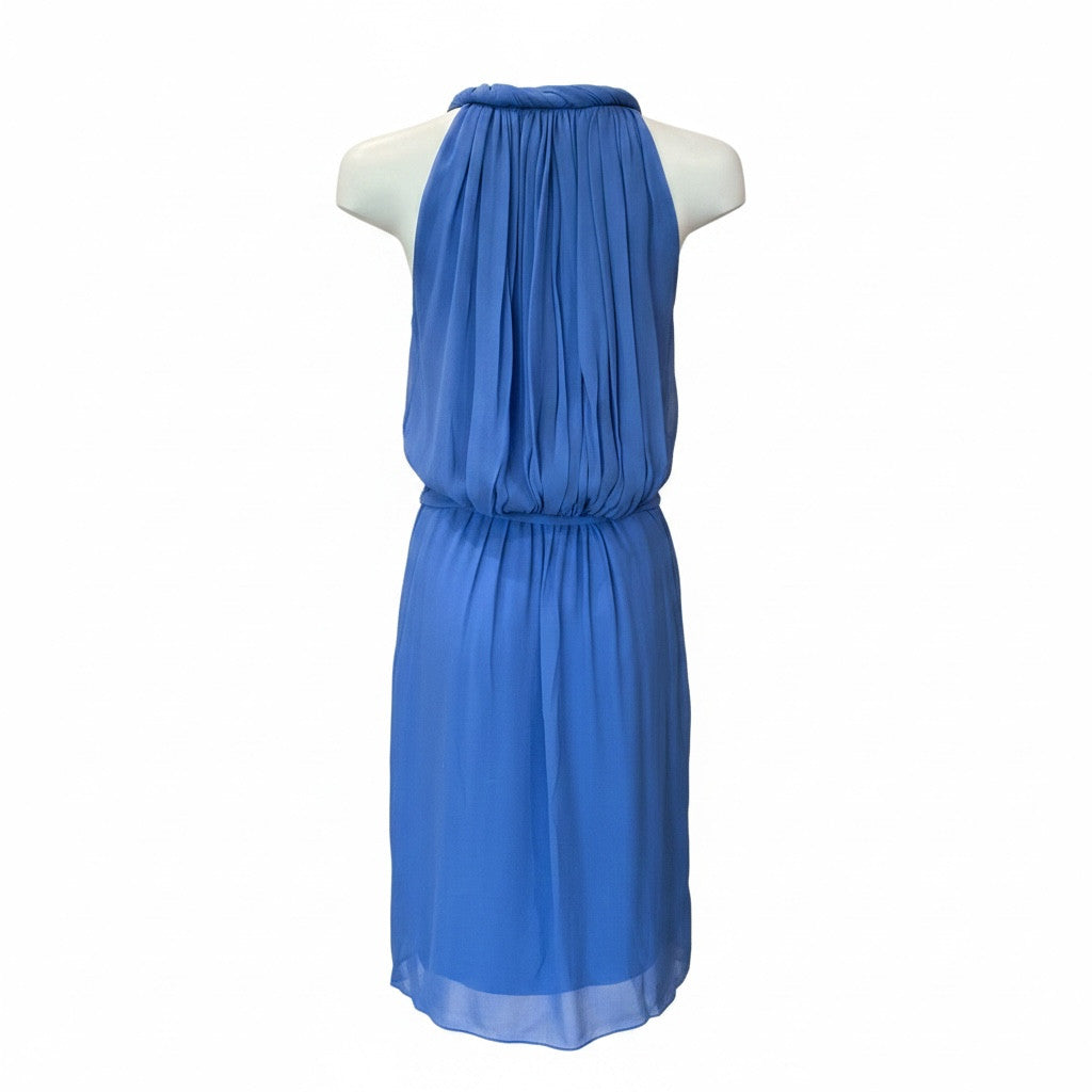 Diane von Furstenberg Blue Silk Halter Dress with Belt – Size 4