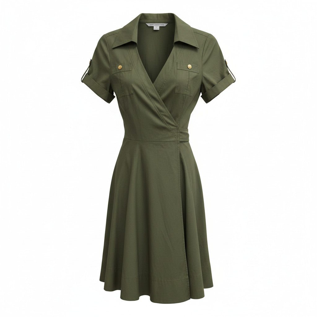 Diane von Furstenberg Military Green Wrap Around Dress