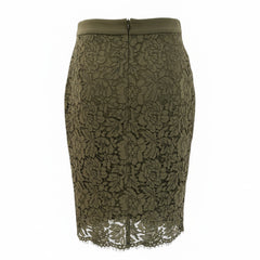 Conjunto de Top y Falda de Encaje Verde Floral Transparente Diane Von Furstenberg - Talla 8