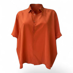 Diane von Furstenberg Silk Blouse – Orange – Size 6