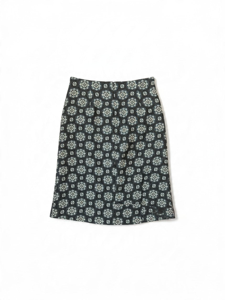 Diane von Furstenberg Floral Geometric Print Midi Skirt – Size 6