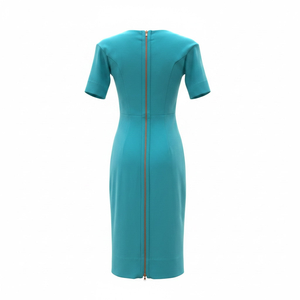 Diane von Furstenberg Turquoise Tailored Dress - Size 2