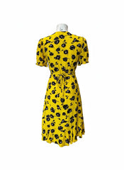 Diane von Furstenberg Yellow Floral Wrap Mini Dress – Iconic Feminine Silhouette | Size 6