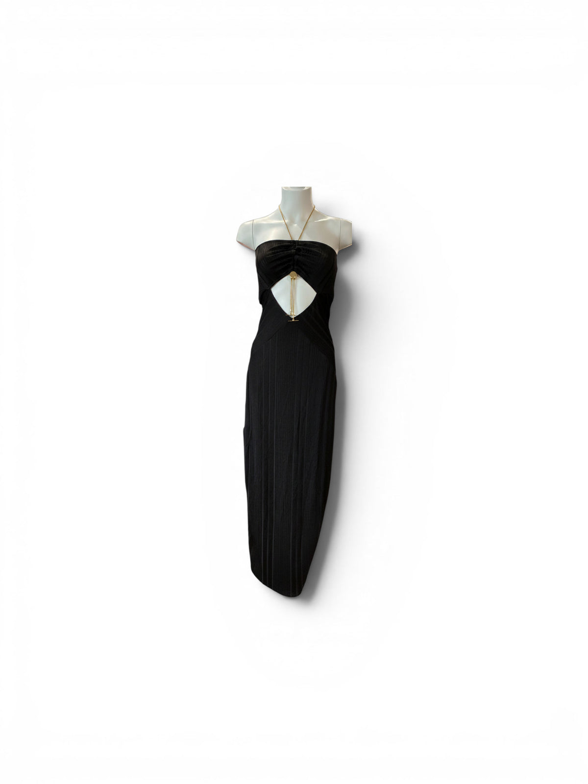 Daname Black Cutout Maxi Dress with Gold Hardware - Size 40