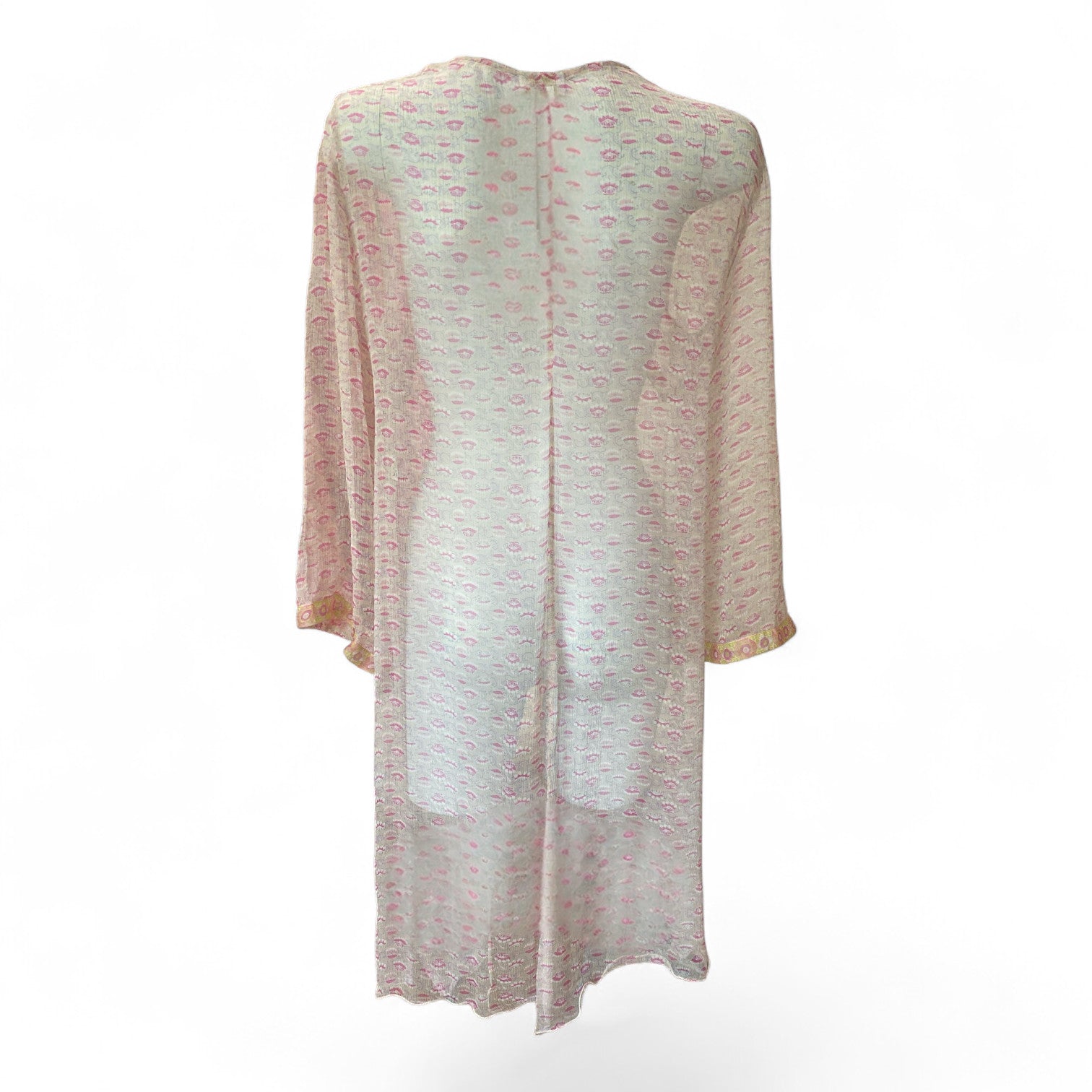 Delfina Embroidered Silk Kaftan – Pink – Size L