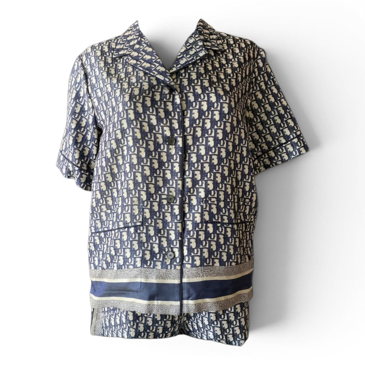 Dior Oblique Blouse & Shorts Set – Navy Blue – USA 6