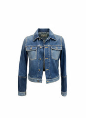 Christian Dior Cropped Denim Jacket Bee Logo Two-Tone Wash – Size IT 38