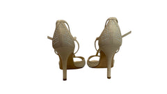 Christian Dior White Leather T-Strap Sandals Pearl Detail - Size 38