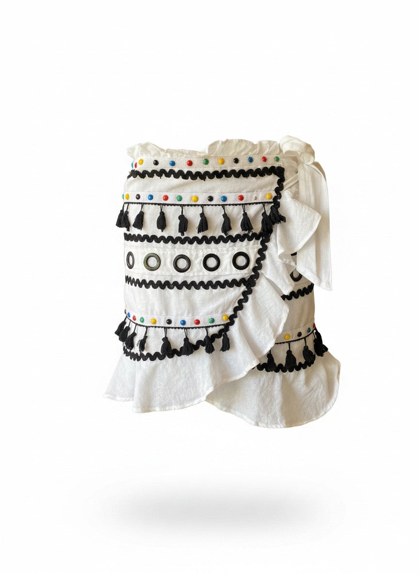 Dodo Bar Or Abigail Wrap Mini Skirt White – Size M