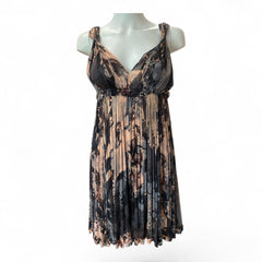Dolce & Gabbana Pleated Floral Dress – Black & Salmon – Size IT 42